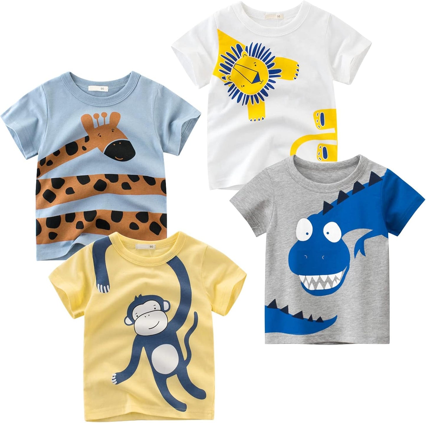 Boys' 4-Pack Excavator Short Sleeve Crewneck T-Shirts Top Tee Size 2-7 Years Toddler Boys' Value Pack Cotton T-Shirt