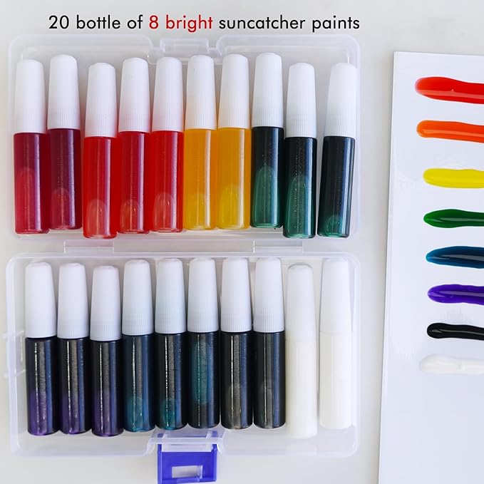 Winlyn 27 Sets Halloween Craft Kits Fall Crafts Monster Suncatchers Ornaments Decorations DIY Window Paint Art Suncatchers Hanging Monster Sun Catchers for Kids Classroom Party Activities