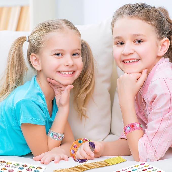 Outus 20 Pcs Bracelet Making Kits 12 Pcs Kids Snap Bracelets 8 Pcs Glitter Gem Stickers DIY Your Own Bracelet Jewelry Crafts for Girls Ages 6-12 DIY Birthday Gifts Crafting Party Favors Supplies