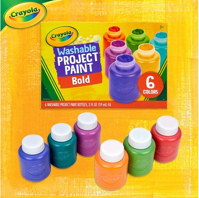 Crayola Washable Kids Paint (6ct), Paint Set for Kids, Assorted Bold Colors, Arts & Crafts Supplies for Kids, Nontoxic, Toddler Gifts