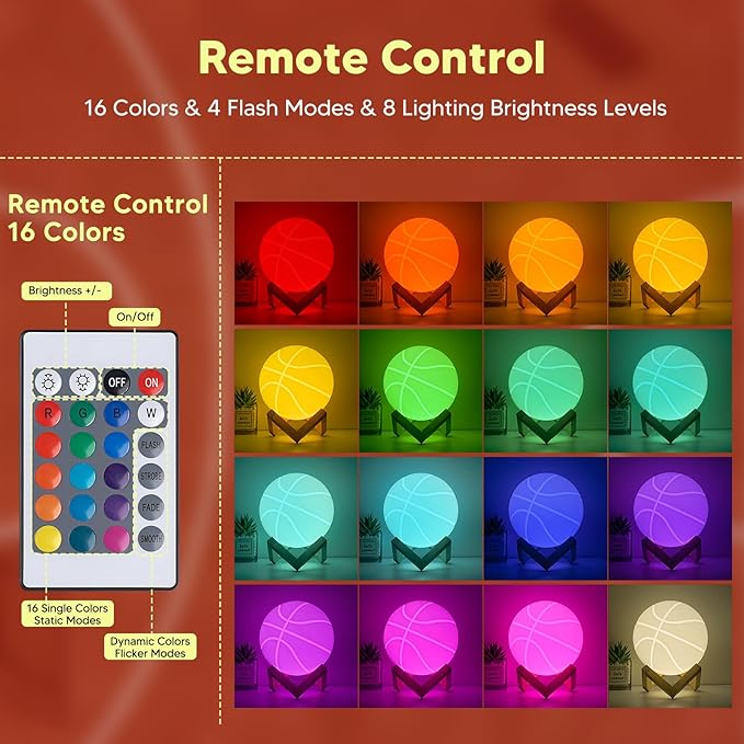 Paint Your Own Basketball Lamp Kit,16 Colors 4.7 Inch DIY 3D Basketball Night Light,Arts and Crafts for Kids Ages 4-12,Art Supplies for Kids Girls Boys Birthday Gifts