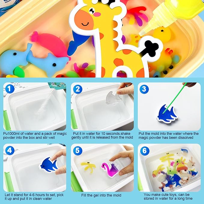 OFIGAS 20PCS Magic Water Toy Kit, 60ml Magic Water Set with 24 Shape Molds,Handmade Water Toys Modern Mint, Handmade Water Toy, Creative Magic Water Toy Creation kit for Kids Birthday Present