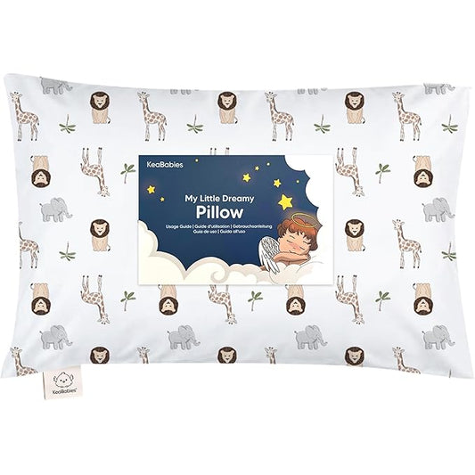Toddler Pillow with Pillowcase - 13x18 My Little Dreamy Pillow, Organic Cotton Toddler Pillows for Sleeping, Kids Pillow, Travel Pillows, Mini Pillow, Nursery Pillow, Toddler Bed Pillow (The Wild)