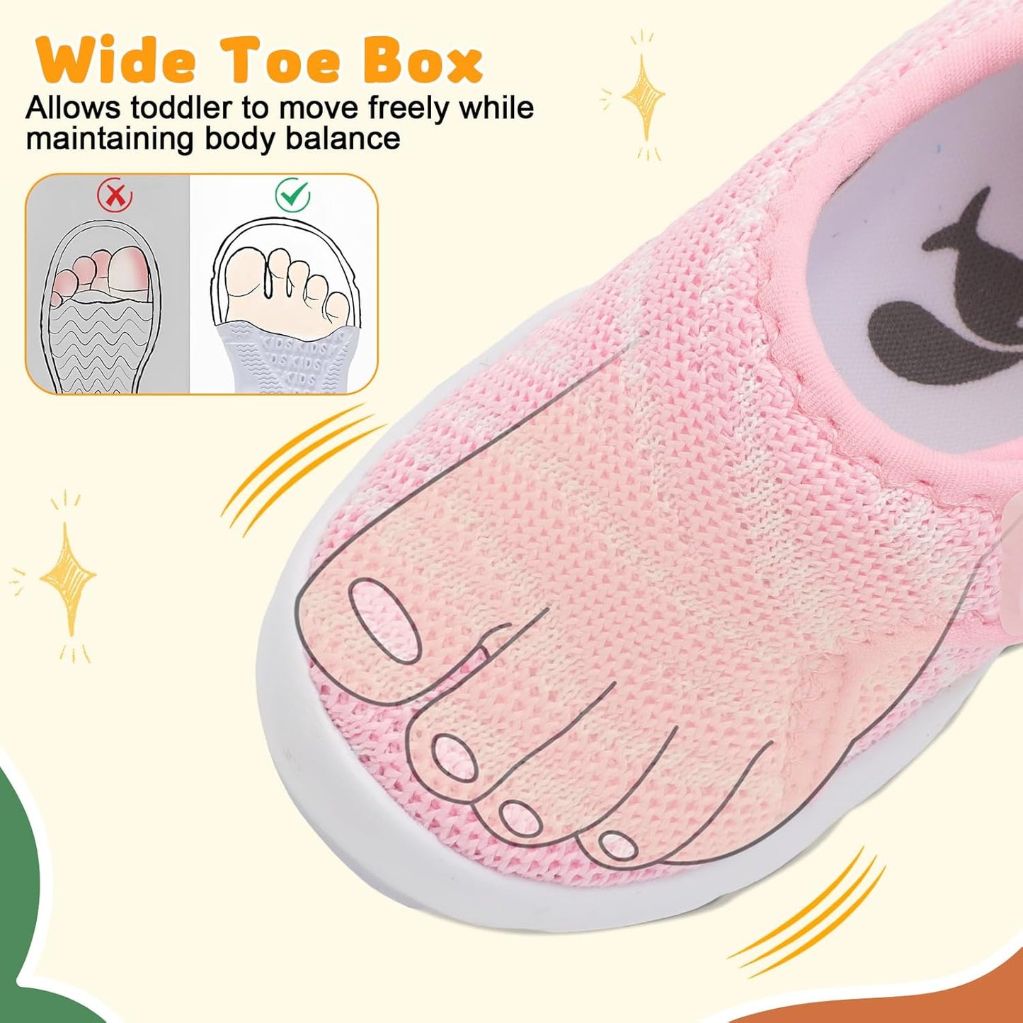 FEETCITY Baby Shoes Boys Girls First Walking Shoes Infant Sneakers Lightweight Slip On Shoe