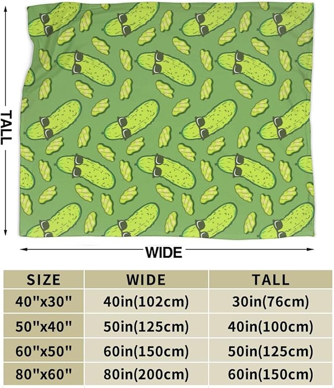 Pickle Blanket for Boys Girls, Cute Pickle Themed Design Printed Throw Blankets for Kids Lap, Chair, Warm Soft Cozy Blanket, 30"x 40"
