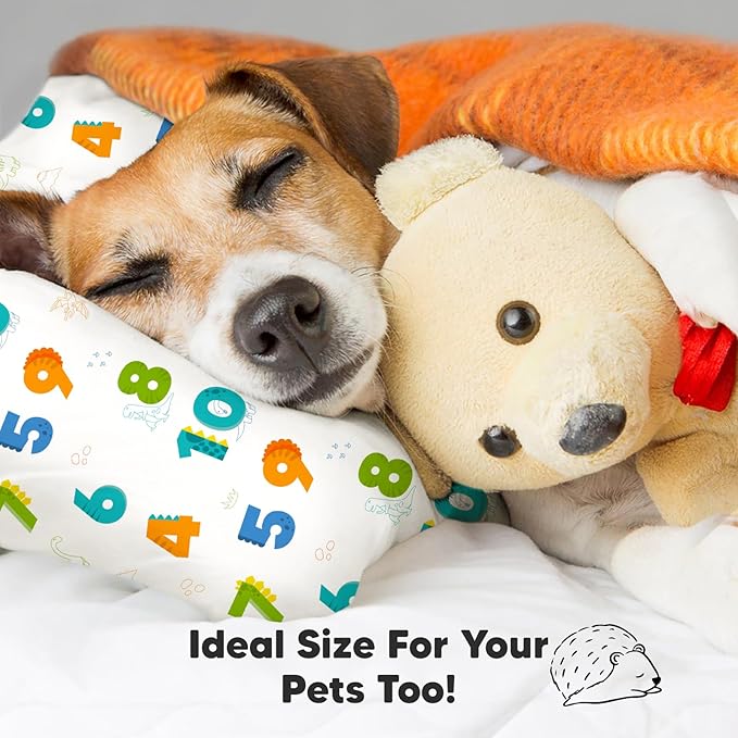 Toddler Pillow with Pillowcase - 13x18 My Little Dreamy Pillow, Organic Cotton Toddler Pillows for Sleeping, Kids Pillow, Travel Pillows, Mini Pillow, Nursery Pillow, Toddler Bed Pillow (Dino123)