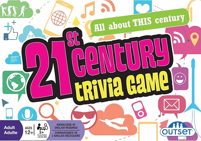Outset Media 21st Century Trivia Game - Party Game - Family Game - Travel Game - Fun and Easy to Play - 1200 Trivia Questions - for 2 or More Players - Ages 12+