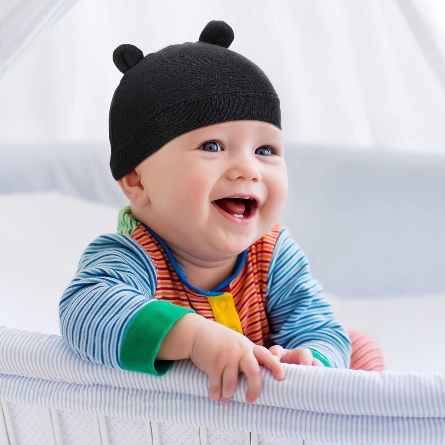 Geyoga 6 Pieces Newborn Baby Hat Bear Ears Infant Caps Baby Boy Girl Toddler Hats Infant Beanie Caps for 0-3 Months