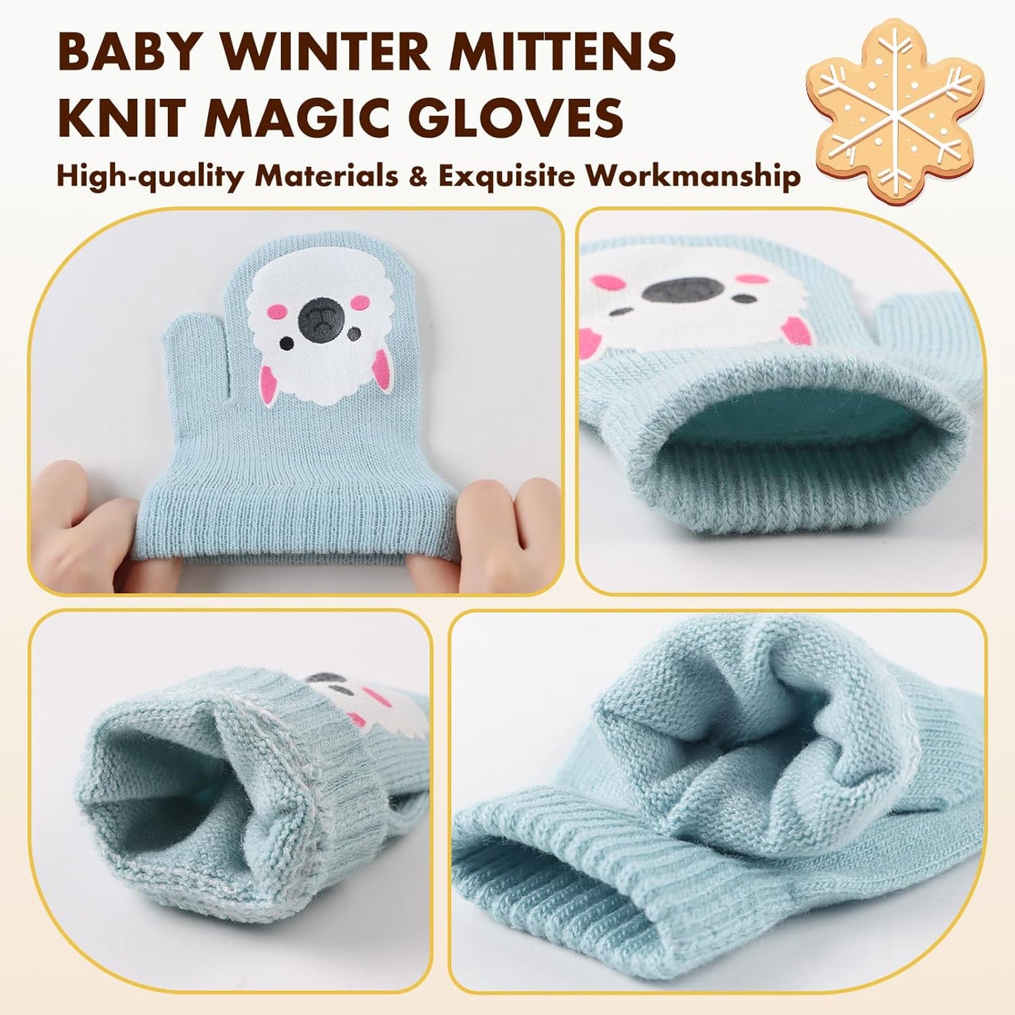 Baby Winter Mittens Toddler Stretch Knit Gloves Magic Warm Glove for Baby Boys Girls