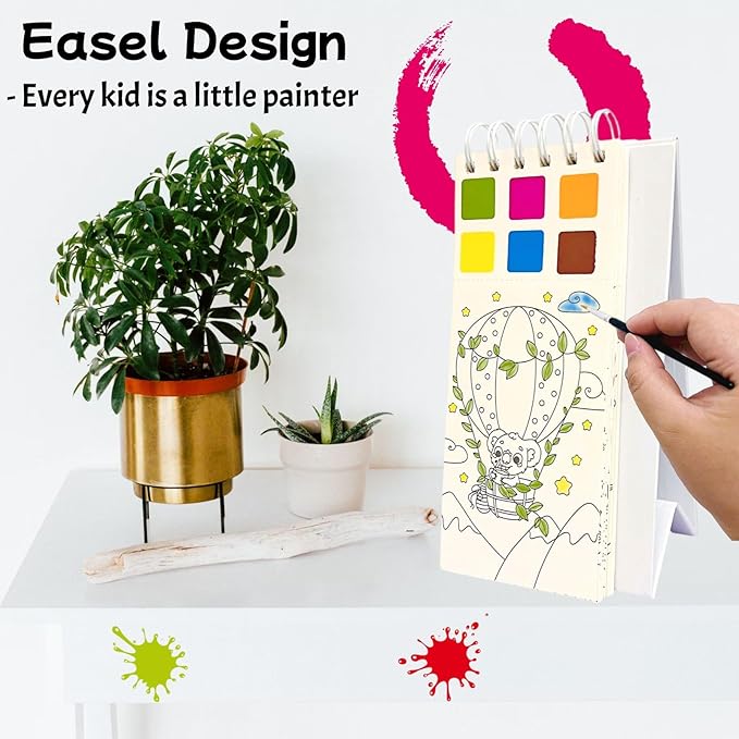 Riomhorry Water Coloring Books for Toddlers, Water Painting Easel Books with Brush for Kids Ages 2-4, 4-8, Watercolor Book to Toddler Painting Activities, Animal Paradise