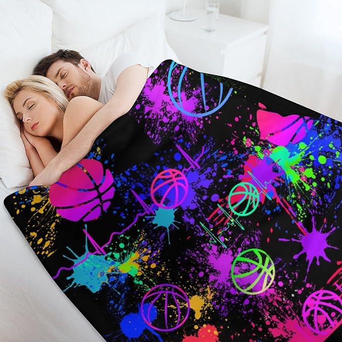 Custom Basketball Blanket - Soft Flannel Sports Basketball Blankets for Girls Boys Kids Basketball Lovers - Warm Basketball Throw Blankets for All Season Lap, Chair, Sofa - 50"x40"