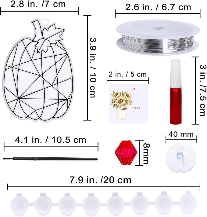 Winlyn 27 Sets Pumpkin Suncatchers DIY Window Paint Art Suncatchers Fall Pumpkin Craft Kits Autumn Pumpkin Sun Catchers for Kids Classroom Halloween Thanksgiving Art Activities
