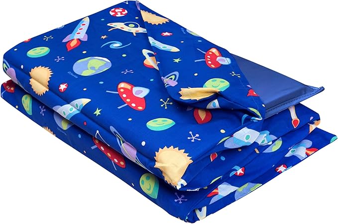 Wildkin Kids Nap Mat Cover for Boys & Girls, Sewn-in Flap Design Rest Mat Cover, Perfect for Preschool and Daycare, Fits our Vinyl Nap Mat up to 1.5 Inches Including Basic Sleep Mat(Out of This World)