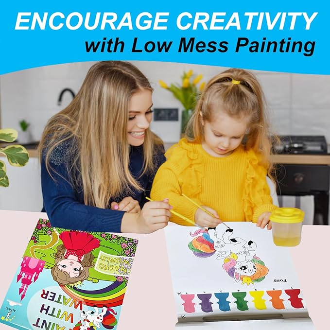Paint with Water Books for Kids Ages 4-8 - Watercolor Painting Kits - Princess Unicorn Arts and Crafts for Girls 3 4 5 Year Old - Water Coloring Book Craft Kit - Little Girl Art Gifts Mess Free Set