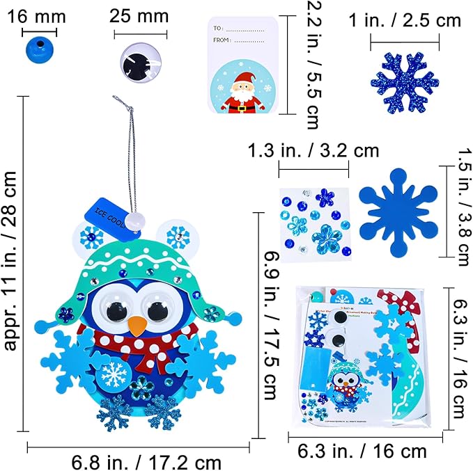 Winlyn 24 Sets Winter Craft Kits Christmas Crafts DIY Winter Holiday Ornaments Decorations Craft Kits Festive Foam Stickers Winter Arts and Crafts for Kids Home Classroom Art Activities Party Favors