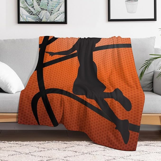Basketball Throw Blanket - Soft Flannel Sports Basketball Blankets for Girls Boys Kids Pet Basketball Lovers - Warm Basketball Throw Blankets for All Season Sofa Lap, Chair - 40"x30"