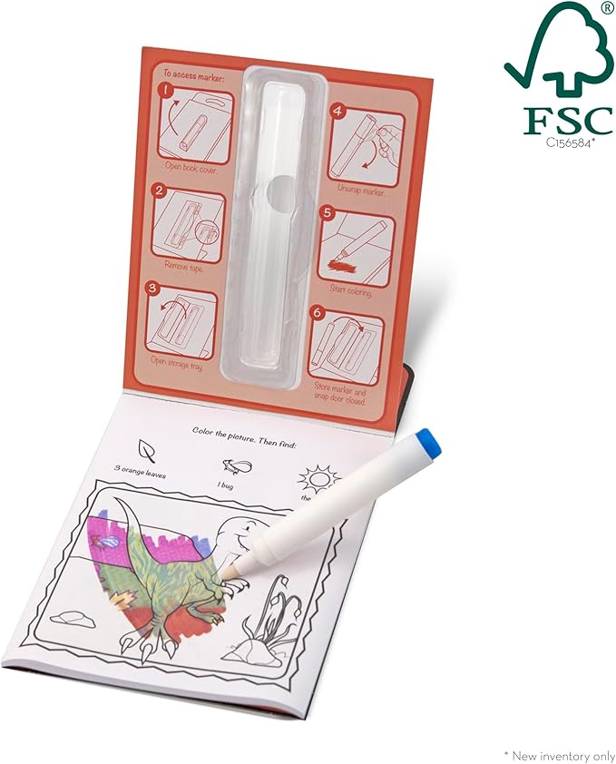 Melissa & Doug On the Go ColorBlast! Travel Activity Book With No-Mess Marker - Dinosaur - FSC Certified