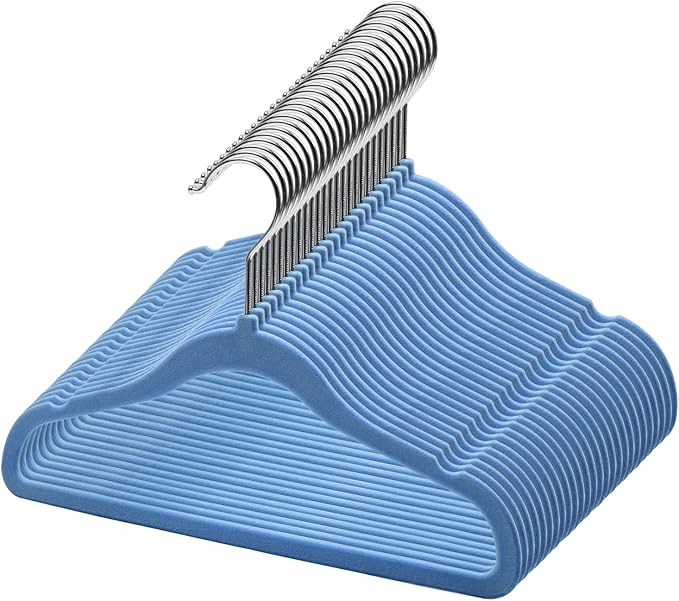 GoodtoU Kids Velvet Hangers,30 Pack Baby Hangers for Closet Non Slip Velvet Clothes Hangers Coat Hangers for Toddler Children Infant Hanger (Blue 30Pack)