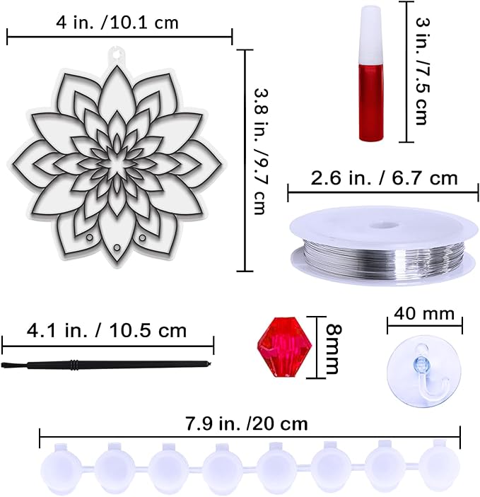 Winlyn 24 Sets Lotus Flower Suncatcher Wind Chimes Decorations DIY Window Paint Art Stickers Craft Kits Flower Sun Catchers for Kids Classroom Birthday Spring Summer Party Activities Art Project