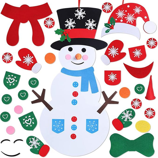 Max Fun DIY Felt Snowman Games Set with58Pcs Crafts Kit Wall Hanging Xmas Gifts for Christmas Winter Holiday Party Decorations (Snowman)