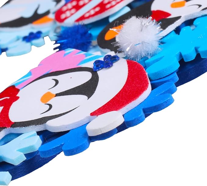 Winlyn 12 Sets Christmas Craft Kits Winter Crafts DIY Christmas Snowflake Wreath Ornaments Decorations Art Sets Snowman Santa Christmas Foam Stickers Arts and Crafts for Kids Classroom Art Activities