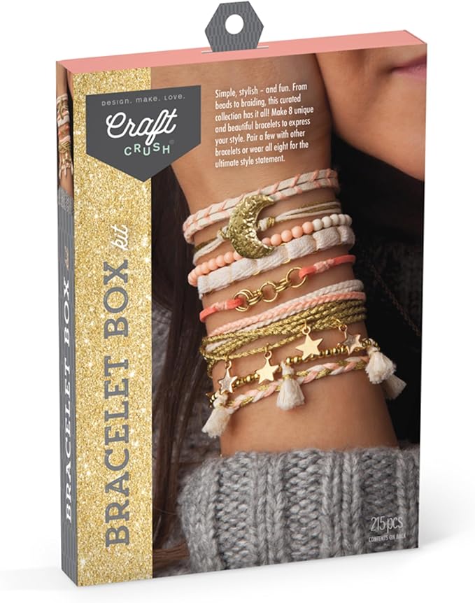 Craft Crush Bracelet Making Kit - Friendship Bracelet Kit, Jewelry Making Supplies, Arts and Crafts, Friendship Bracelets, Bracelets for Teen Girls, Makes 8 Friendship Bracelets, Ages 13+