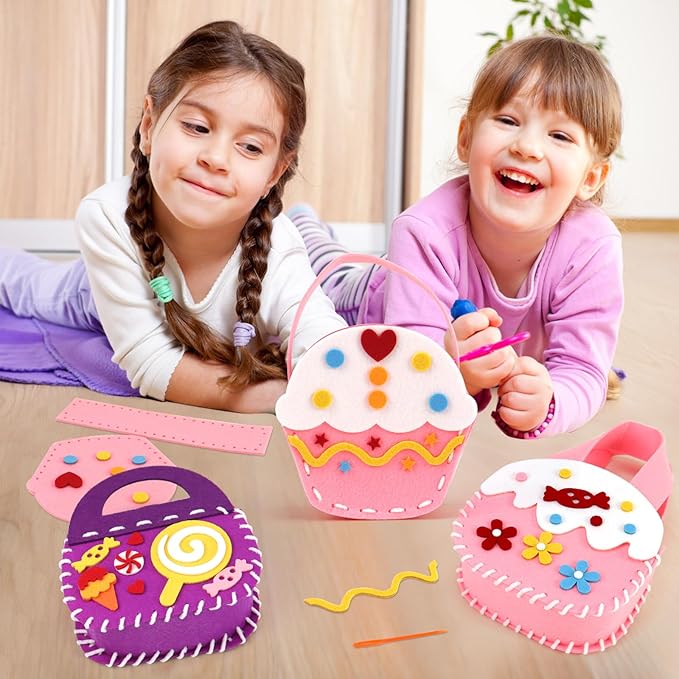 Fudragtn First Sewing Kit for Kids, Learn to Sew for Girls， My First Sewing Kit， Kids' Arts and Crafts Project， Candy Theme Party， Creative Activities for Kids， Candy Land Themed Classroom