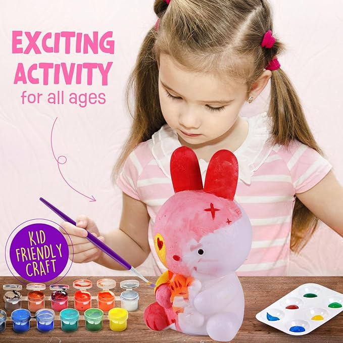 Paint Your Own Bunny Lamp Kit, Art Supplies Arts & Crafts Kit, Painting kit for Kids 6-12, Arts and Crafts for Kids Ages 8-12, Toys Girls Boy Birthday Gift Ages 3 4 5 6 7 8 9 10 11 12+