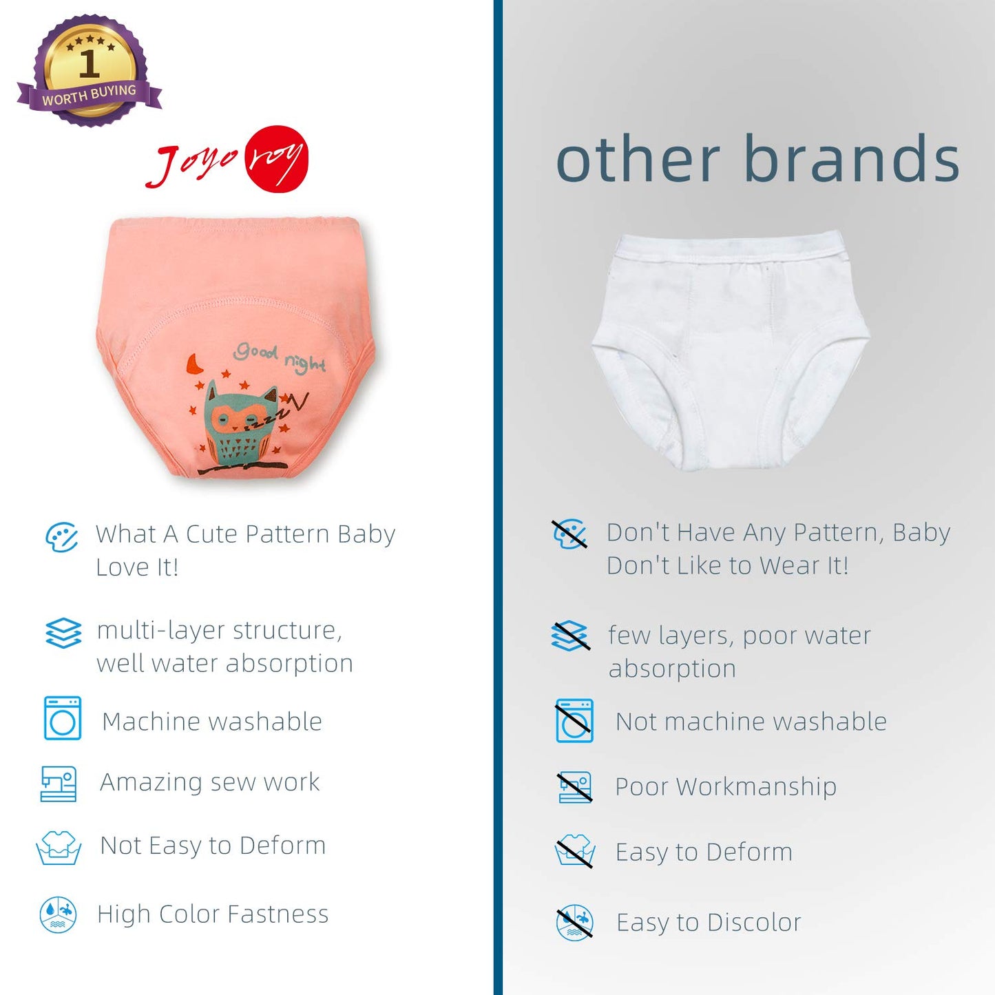 Joyo roy 6Pcs Potty Training Underwear 4T 100% Cotton Soft Absorbent Toddler Training Underwear Girls Reusable Waterproof Toddler Girl Panties Baby Pee Pants with Potty Sticker Chart for Kids