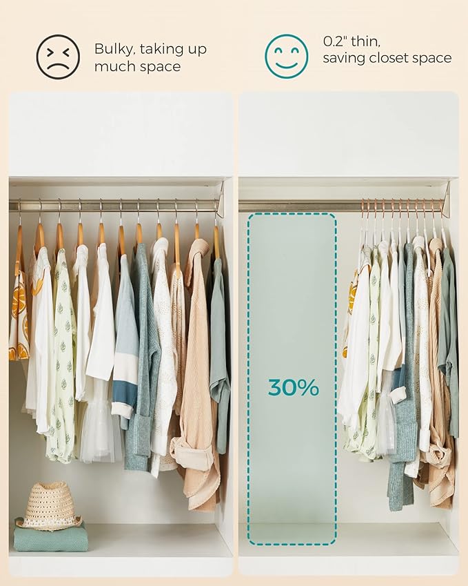 SONGMICS Baby Hangers 50 Pack, Kids Hangers for Closet, 11.8 x 8.1 Inches, Rose Gold 360° Swivel Hooks, Space-Saving Clothes Hangers, Velvet Hangers for Nursery, Non-Slip, Cloud White UCRF027W01