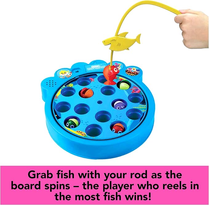 Spin Master Games, Pinkfong Baby Shark Let's Go Hunt Musical Fishing Game with Sound, Preschool Educational Toy, for Fans of Baby Shark & Kids Who Love Music, 2-4 Players, for Ages 4 & Up