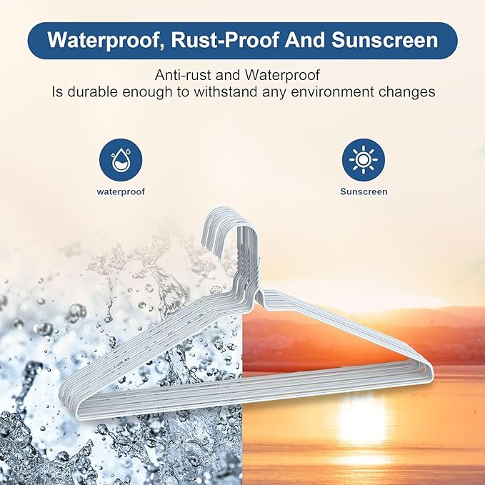 Wire Metal Clothes Hangers Bulk 50 Pack for Standard Size Suits, Coats, Shirts, Pants, Skirts, Space Saving, Non Slip,16 Inch 12 Gauge Ultra Thin, White