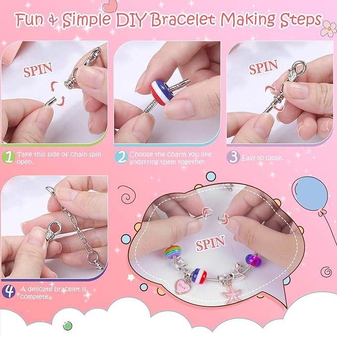 HYASIA Charm Bracelet Making Kit & Unicorn Gifts for Girls, Kids Toys Arts Crafts for Girls Age 8-12, Jewelry Making Supplies Set, The Perfect Gifts for Girls Birthday Party Game Children Christmas