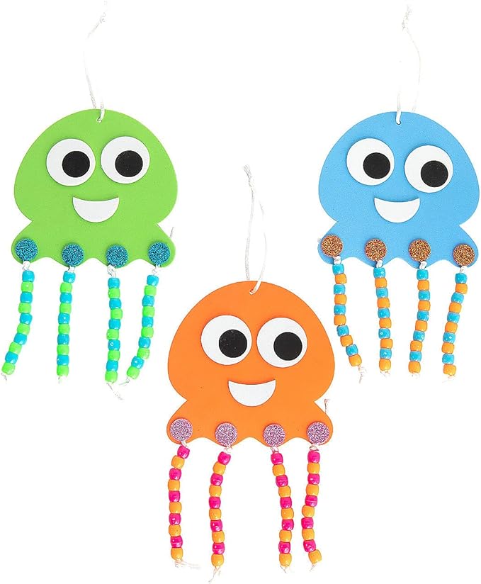 Fun Express Beaded Jellyfish Craft Kit - Craft Kits - VBS Vacation Bible School Supplies/Decor - 12 Pieces