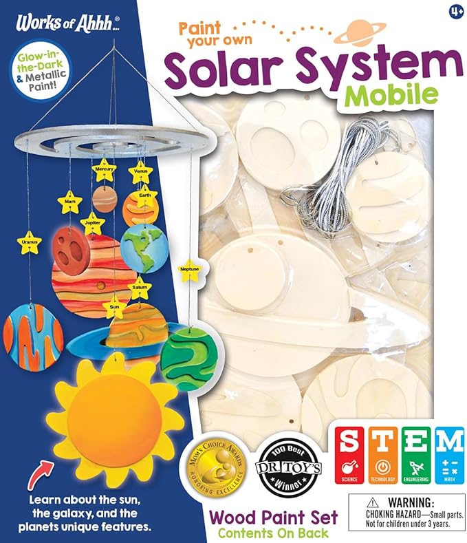 Works of Ahhh... Craft Set - Solar System Mobile Classic Wood Paint Kit