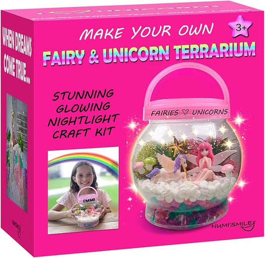 Make Your Own Light-Up Fairy & Unicorn Terrarium Arts and Crafts for Kids, Fairy Gifts for Girls Ages 4 5 6 7 8 9 10 Years, Best DIY Art Set, Unicorns Gifts & Little Girls Fairy Toys Birthday Present