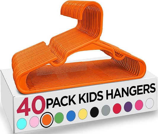 Utopia Home 40 Pack Kids Hangers - 11.5 Inch Plastic Baby Hangers for Closet - Childrens Hanger for Clothes & Infant Hanger for Closet - Ideal for Everyday Standard Use (Orange)