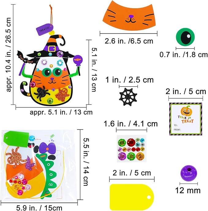 Winlyn 24 Sets Halloween Craft Kits for Kids Ghost Monster Candy Corn Foam Individual Craft Kits Halloween Arts and Crafts for Kids Halloween Home Classroom Activities Party Favors Trick-Or-Treaters