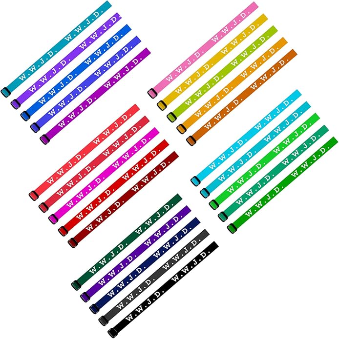 HyDren 100 Pieces Webbing Bracelets What Would Jesus Do Bracelets Christian Jesus Bracelets Religious Charm for Men Women Boys and Girls