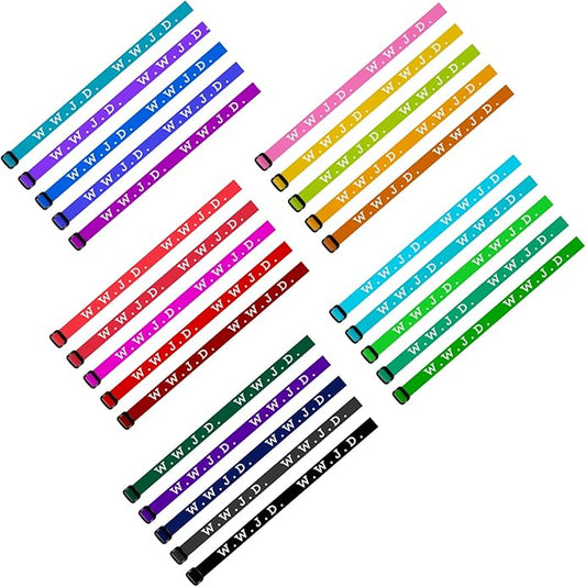 HyDren 100 Pieces Webbing Bracelets What Would Jesus Do Bracelets Christian Jesus Bracelets Religious Charm for Men Women Boys and Girls