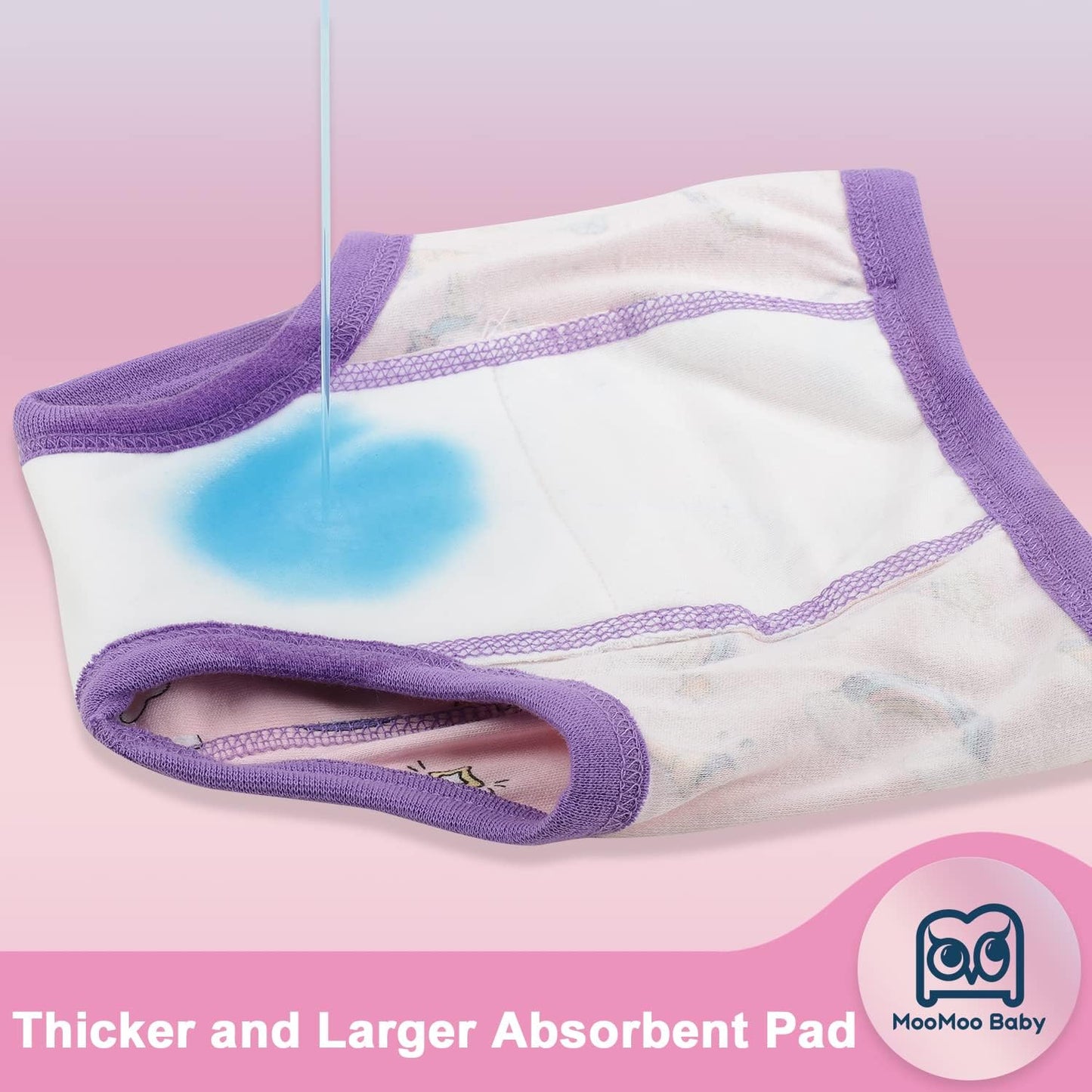 MooMoo Baby Potty Training Underwear 10 Packs Absorbent Toddler Training Pants for Boys and Girls Cotton Pee Pants 2T-9T