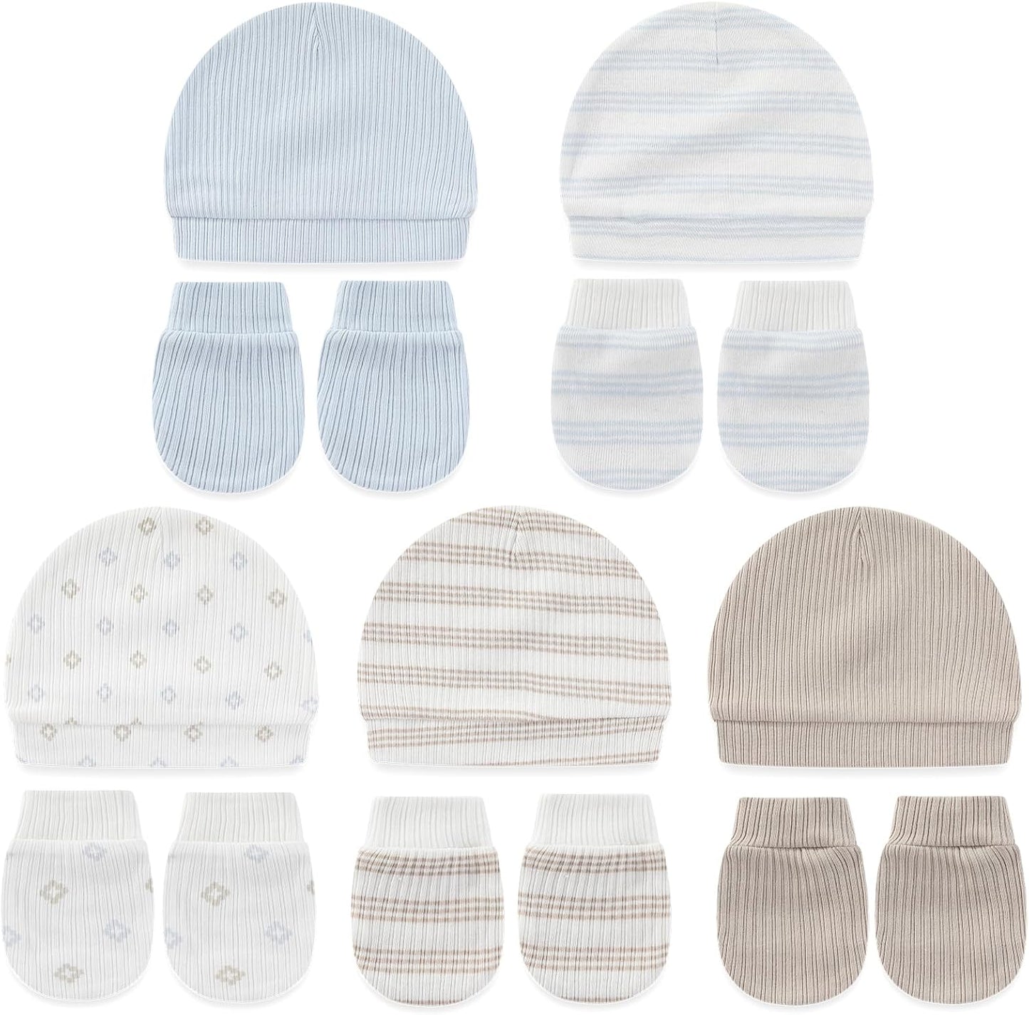 Cute Baby Girl Hats Mittens Set 10-Pack New Born Boy Caps Gloves Suit 0-6 Months Infant Accessories