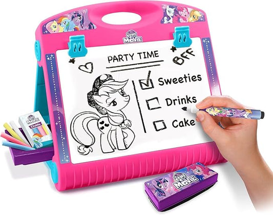 My Little Pony 3-in-1 Art Easel for Kids - Chalkboard, White Board & Storage, Artist Room Essentials