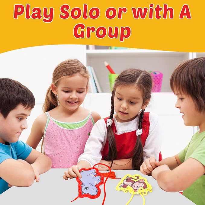 Aizweb Animal Lacing Cards,Sewing Kit for Toddlers, Fine Motor Skill Toys,Threading Toys for Preschoolers,Shoe Tying Practice Art and Craft for Kids Educational Kindergarten Learning Activities