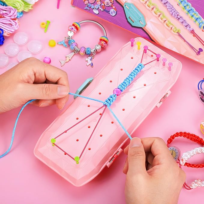 VICTLOV Friendship Bracelet Knitted Kit,Best Birthday Gifts Ideas for Kids,Popular Bracelets String Maker Toys Set,Arts and Crafts for Kids Ages 7 8 9 10 11 12