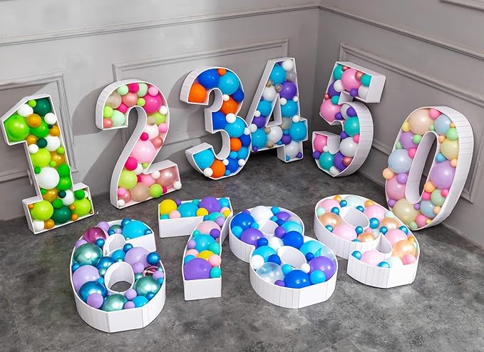 Mosaic Balloon Frame Light Up Marquee Pre-Cut Kit Number 1 Cut-out Extra Large Foam Board First Birthday Backdrop 1st Birthday Boy Girl Party Anniversary Decorations