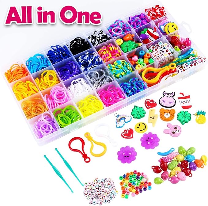 FUNZBO Rubber Band Bracelet kit - 2200pcs+ Loom Bracelet Kit, Loom Bands for Bracelets Making Kit, Rubberband Bracelets Kit for Toddlers Girls Christmas Birthday Gift