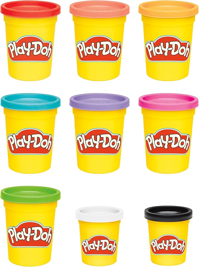 Play-Doh 9 Pack Favorite Color Set, Assorted Colors, 2 & 4 Ounce Modeling Compound Cans, Kids Arts & Crafts, Preschool Toys for 2 Year Old Girls & Boys & Up (Amazon Exclusive)
