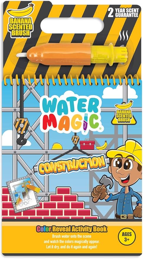 Water Magic - Patented Gourmet Scented Reusable Water Reveal Activity Books - No Mess, All Fun by Scentco (Grape Kingdom and Construction)