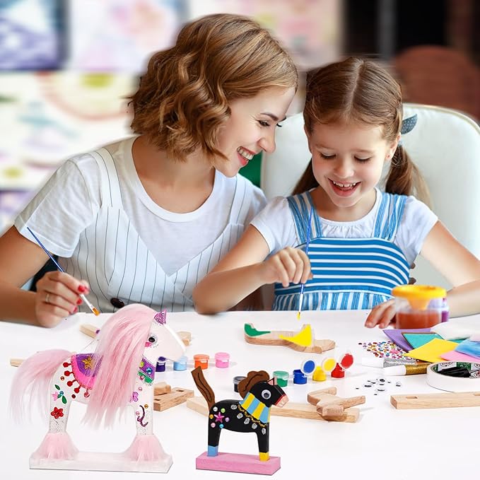 leffuny Unicorn Painting Kit for Kids - Unicorn Toys Wood Craft Kit - DIY Unicorn Gifts Toys kit - Arts and Crafts for Kids- Make Your Own Magic Unicorn Crafts- Christmas Gifts for Kids, Boys, Girls